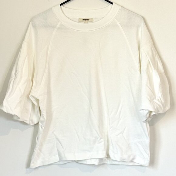 NWT Madewell White Puff Sleeve Sweatshirt - Size: Medium - Picture 2 of 8